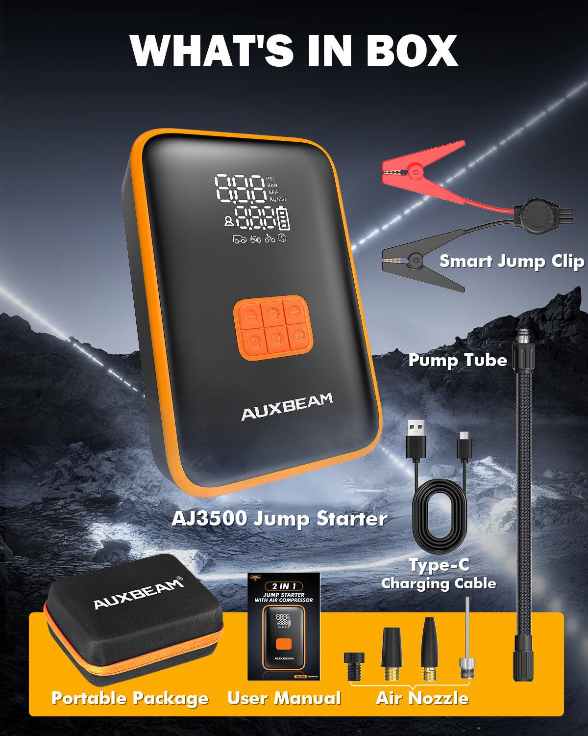 πAJ3500 Series 3500A Jump Starter with Air Compressor 120PSI Tire Inflator For 8L Gas/ 6L Diesel Engine