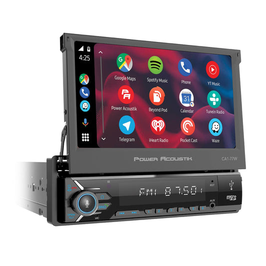 POWER ACOUSTIK SINGLE DIN 7" FLIP OUT WITH WIRELESS APPLE CARPLAY AND ANDROID AUTO