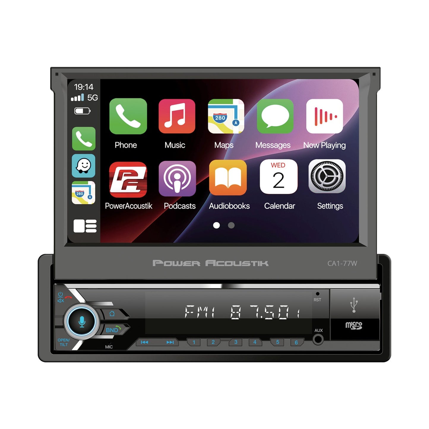 POWER ACOUSTIK SINGLE DIN 7" FLIP OUT WITH WIRELESS APPLE CARPLAY AND ANDROID AUTO