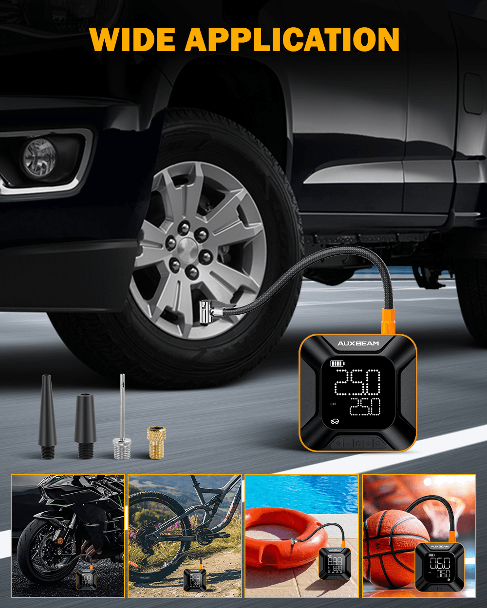 Model-H6 28mm Cylinder Portable Car Tire Inflator Air Compressor Pump for Pickup Truck Car Motorcycle Bike Ball