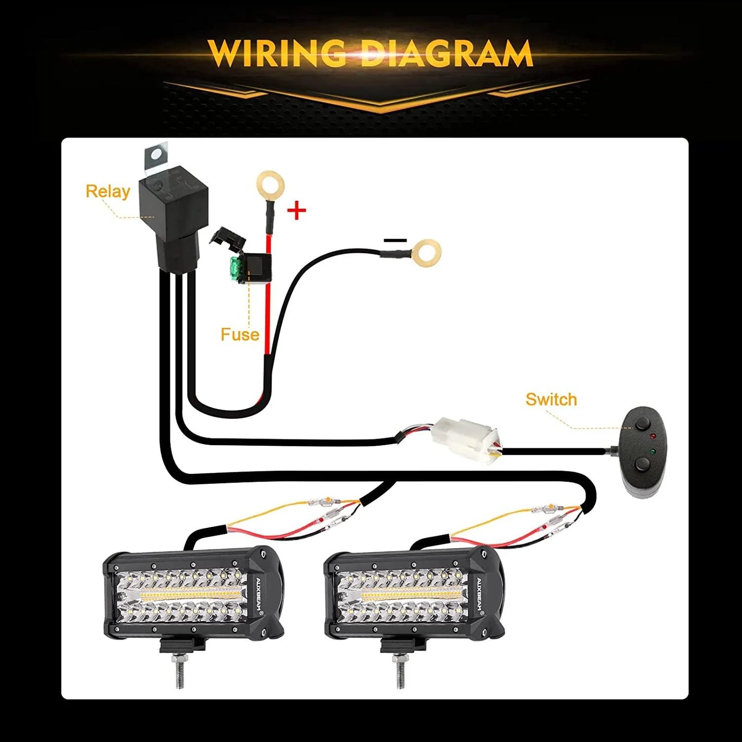 🔦 7" White &amp; Amber LED Light Bar – 6 Modes with Switch (Pair)