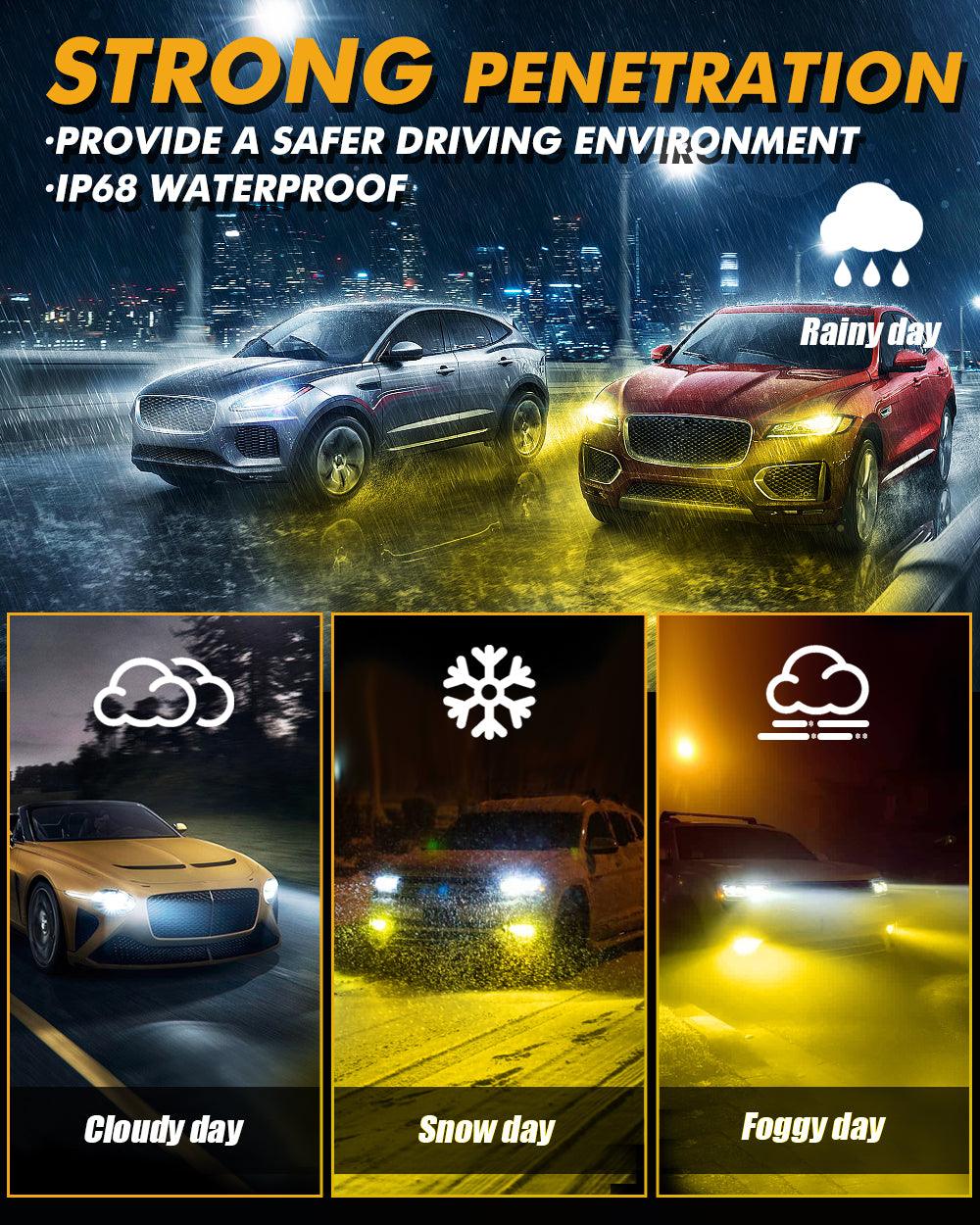 High Power & Brightness GX Bi-Color Series 25000LM 110W LED Headlight Bulbs Dual Color Switchback