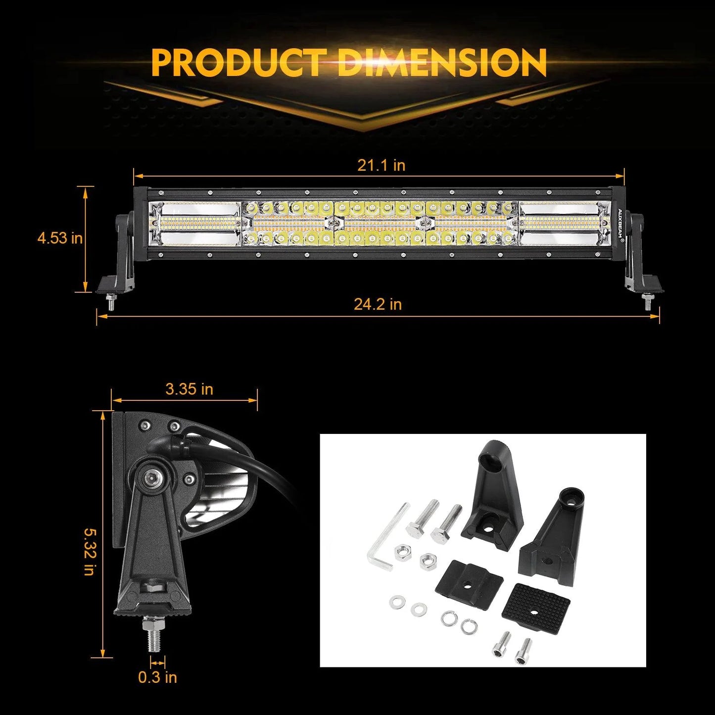 ⚡ 22" White &amp; Amber LED Light Bar – 6 Modes with Switch