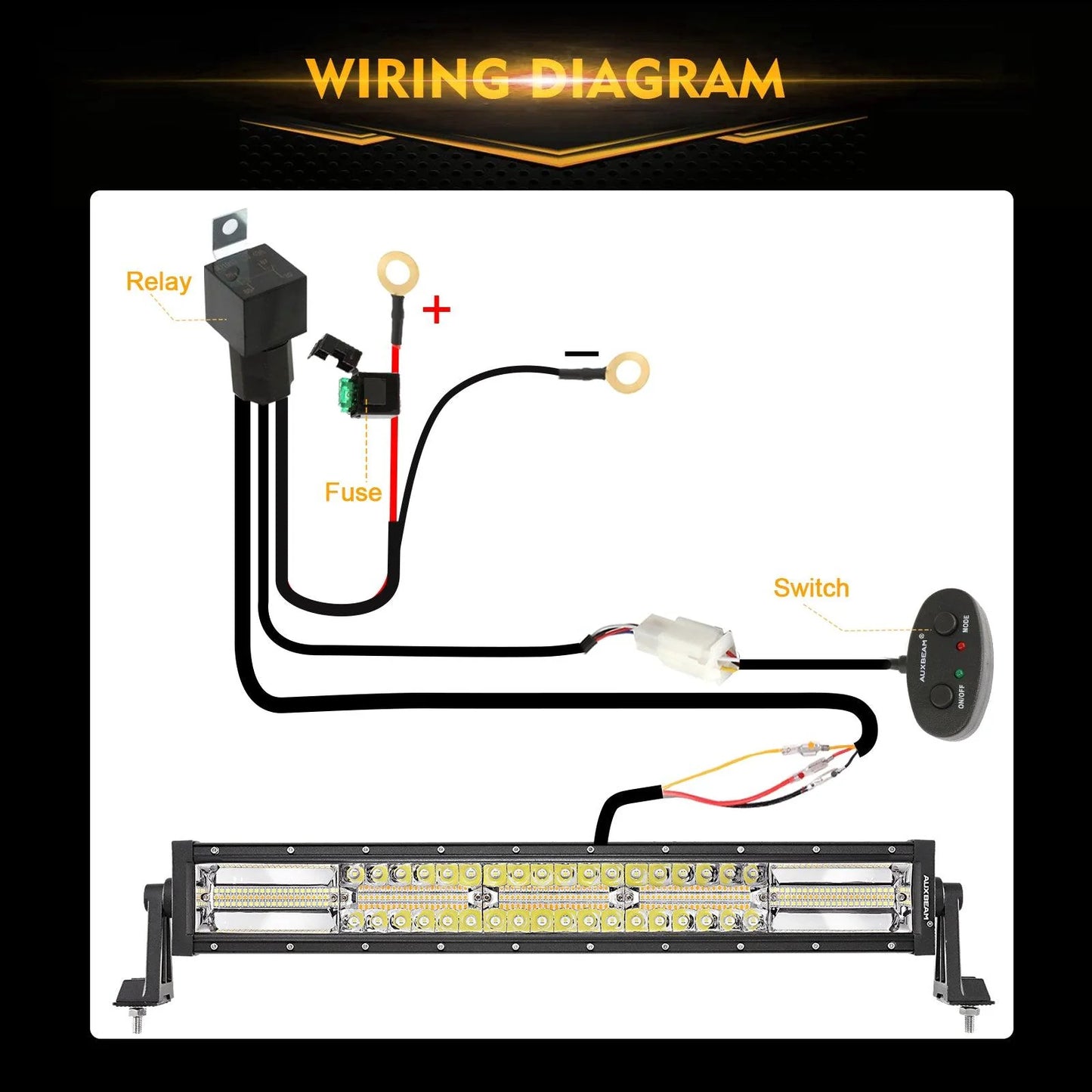 ⚡ 22" White &amp; Amber LED Light Bar – 6 Modes with Switch