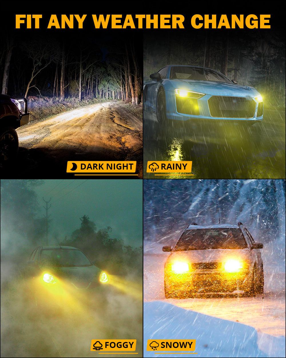 🆕H11/H9/H8 RGB LED Headlight Bulbs/DRL/Fog Light R7 Series 70W 25000LM 6500K Cool White + RGB Remote Control | 2 Bulbs