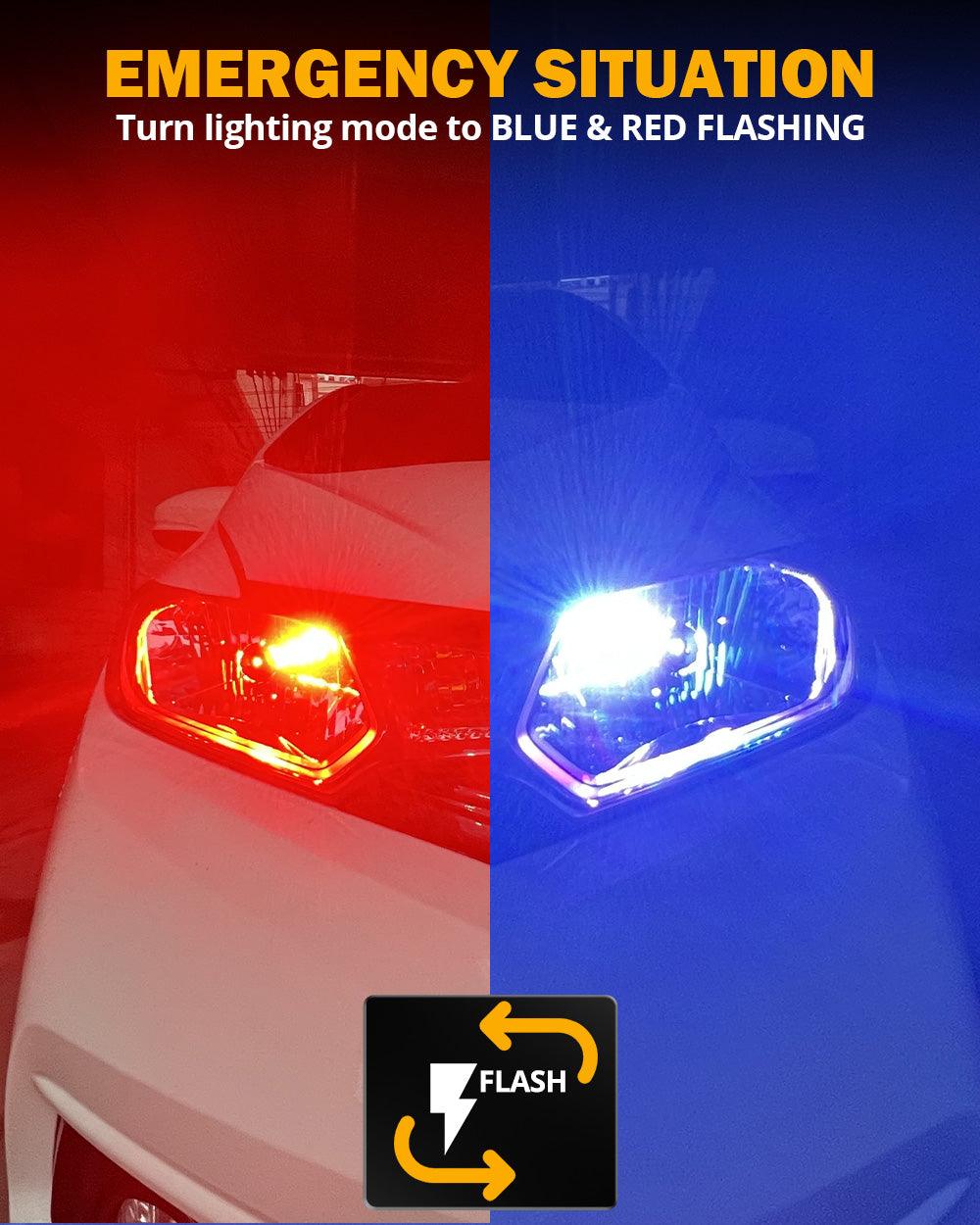 🆕H11/H9/H8 RGB LED Headlight Bulbs/DRL/Fog Light R7 Series 70W 25000LM 6500K Cool White + RGB Remote Control | 2 Bulbs