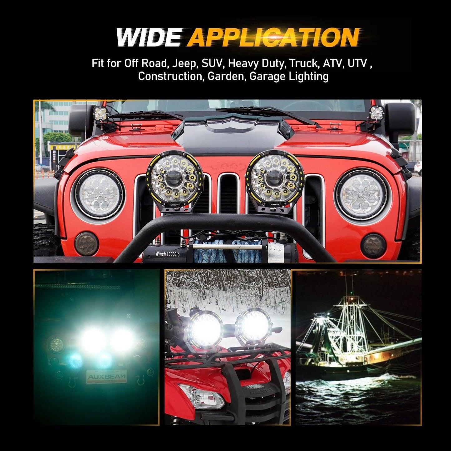 360 PRO Series 7 INCH/9 INCH 360-PRO Series Offroad LED Driving Lights+Amber/Black Covers(Optional)