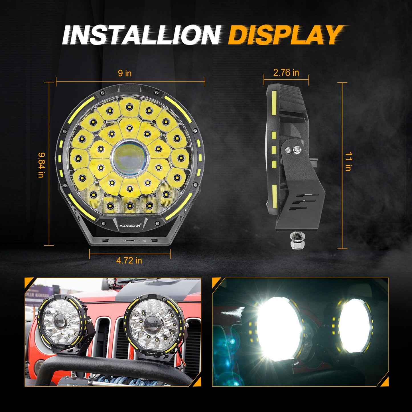 360 PRO Series 7 INCH/9 INCH 360-PRO Series Offroad LED Driving Lights+Amber/Black Covers(Optional)