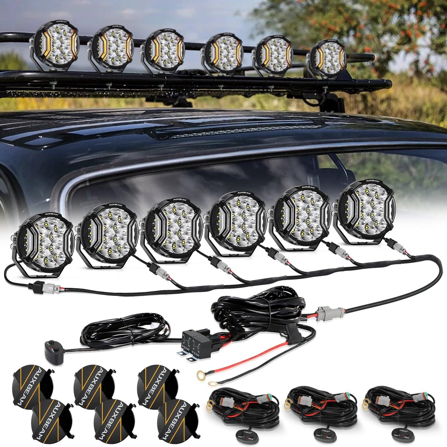 V-ULTRA Series LED Side Shooter Amber/White Pod Lights with Amber DRL
