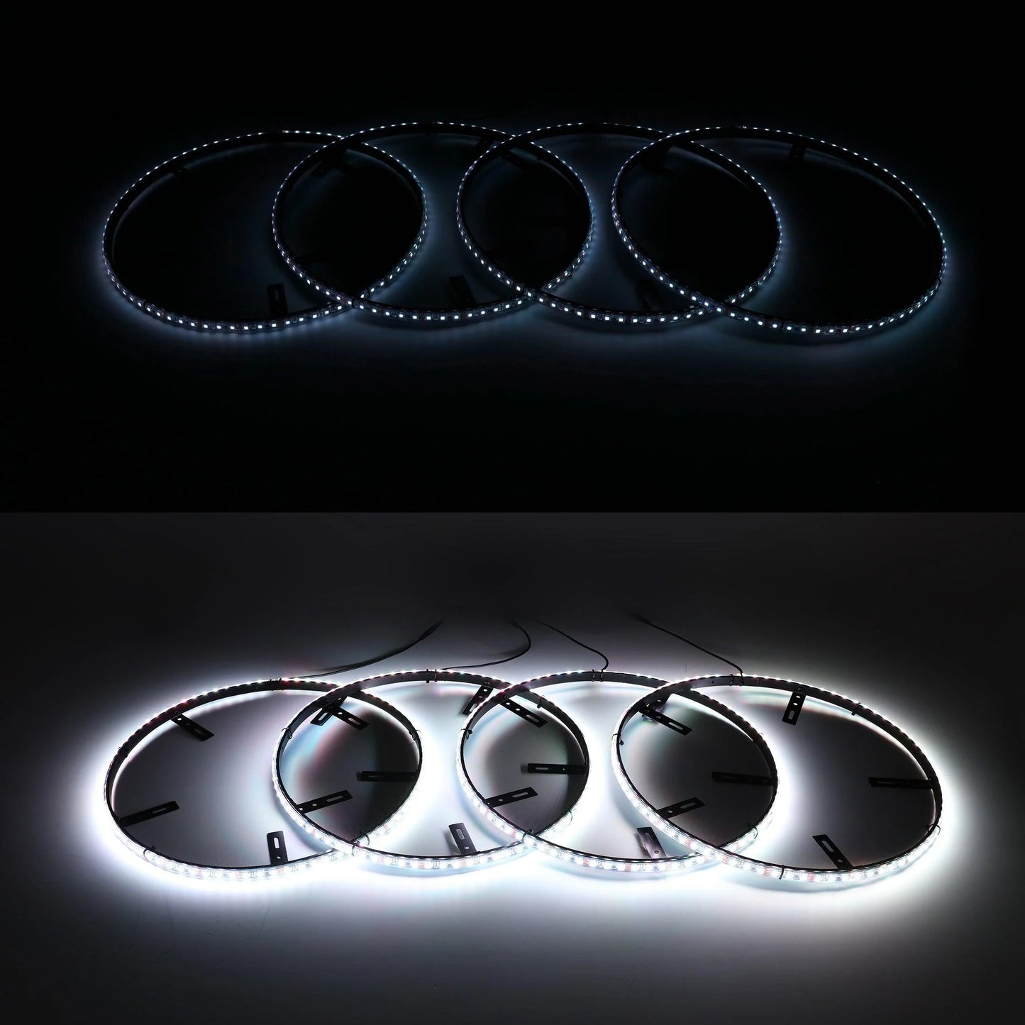 Color LED Wheel Ring Lights – 4pc Set with Remote & App